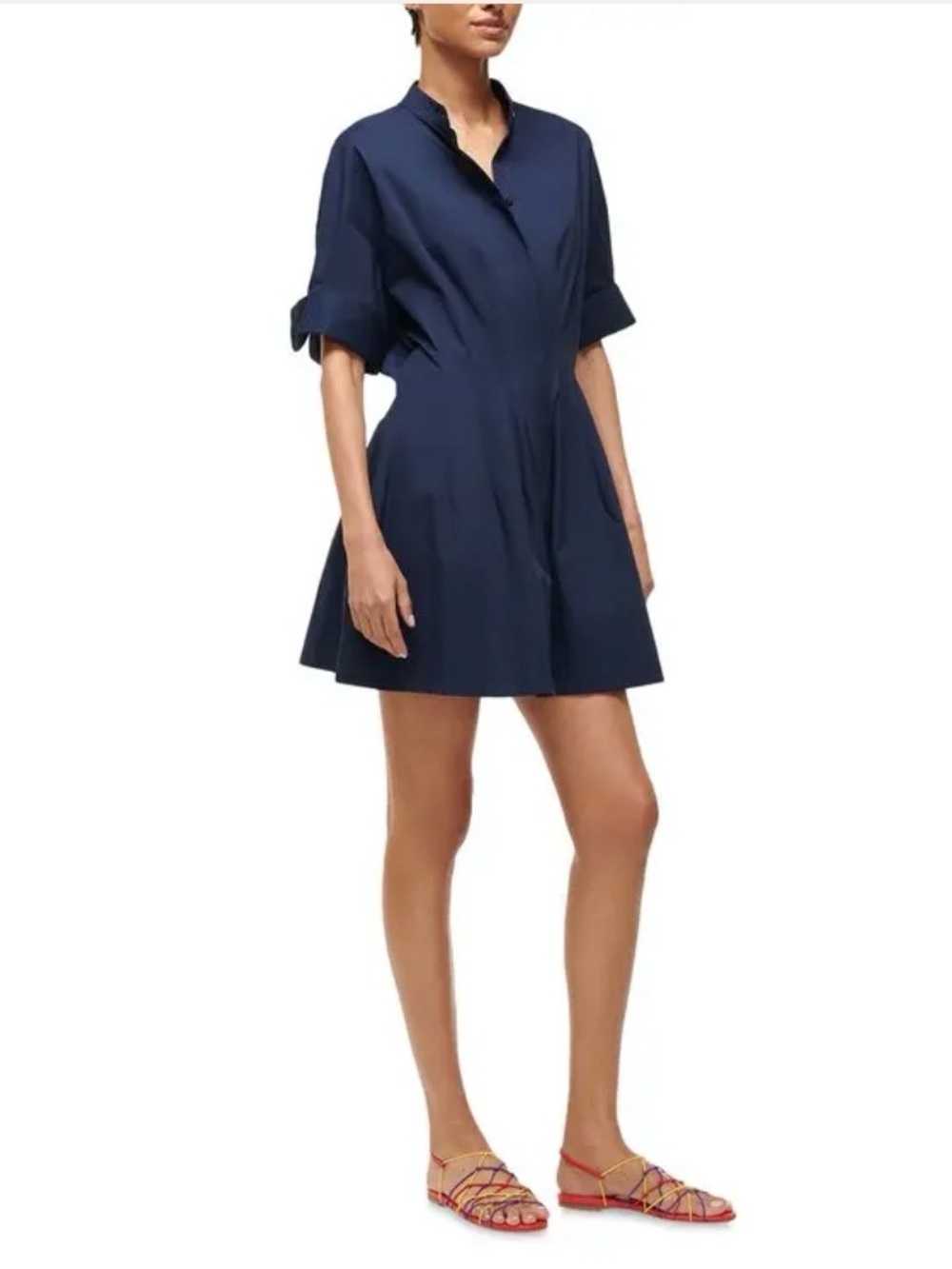 STAUD Mini Lorenza Dress in Navy